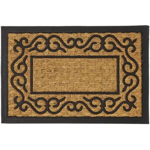 LOLAhome Felpudo cenefa antideslizante negro y marrón en fibra de coco de 60x40 cm