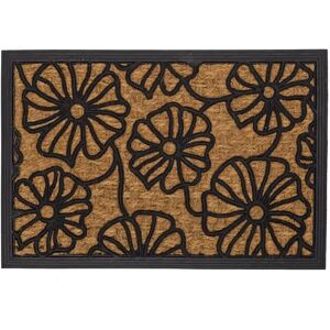 LOLAhome Felpudo antideslizante flores de fibra natural de coco de 60x40 cm