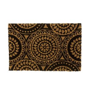 LOLAhome Felpudo de mandala negro de fibra de coco natural de 40x60 cm