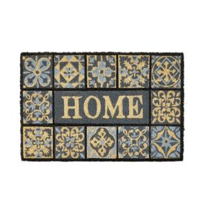 LOLAhome Felpudo con mosaico home negro de fibra de coco natural de 40x60 cm