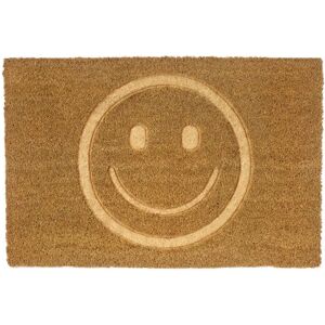 LOLAhome Felpudo Smile antideslizante marrón de fibra de coco de 60x40 cm