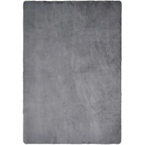 LOLAhome Alfombra de pelo gris oscuro de tela de poliéster de 140x200 cm