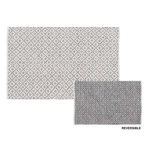 LOLAhome Alfombra cosida a mano reversible de rombos gris y blanca de algodón y poliéster de 120x180 cm