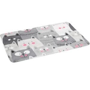 LOLAhome Alfombra de baño antideslizante de gatos blanca y gris de tela de microfibra de 70x45 cm