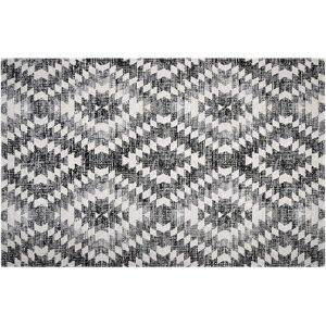 Miliboo Alfombra étnica con diseño de rombos gris y negro en el interior y el exterior 150 × 220 cm PIXO