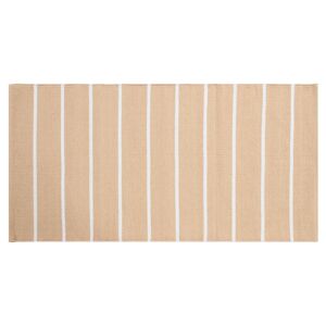 Miliboo Alfombra rectangular de rayas beige y blancas 60 x 180 cm LANZA
