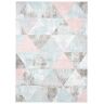 Tapiso Alfombra para niños gris blanco azul rosa geométrico 200 x 300 cm