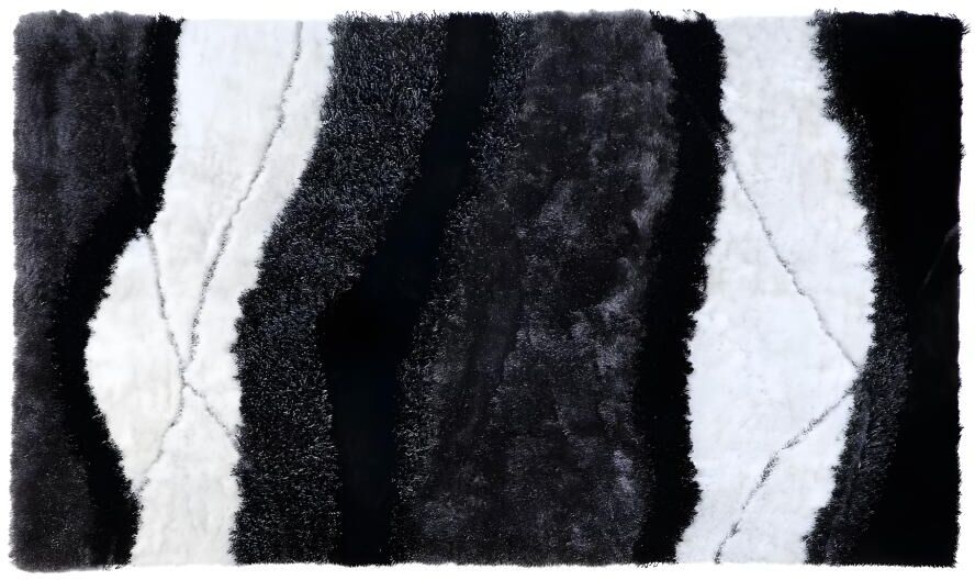 OZAIA Alfombra shaggy ECUME - poliéster handtufted - Blanco y negro - 200x290 cm