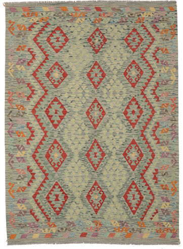 Anudada a mano . Origen: Afghanistan Kilim Afghan Old Style Alfombra 179X245 Alfombra De Lana Verde Oscuro/Marrón Alfombra