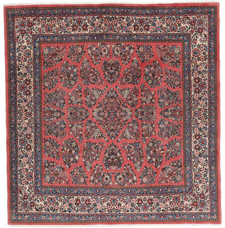 Anudada a mano . Origen: Persia / Iran Alfombra Oriental Sarough Alfombra 207X215 Cuadrada Negro/Rojo Oscuro (Lana, Persia/Irán)