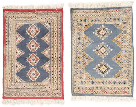 Anudada a mano . Origen: Pakistan 64X96 Alfombra Oriental Pakistan Bukara 2Ply Alfombra Gris Oscuro/Marrón (Lana, Pakistán)