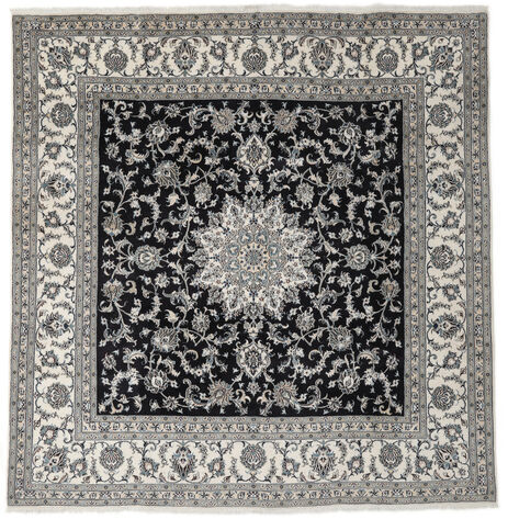 Anudada a mano . Origen: Persia / Iran Alfombra Oriental Nain Alfombra 290X298 Cuadrada Gris Oscuro/Negro Grande (Lana, Persia/Irán)