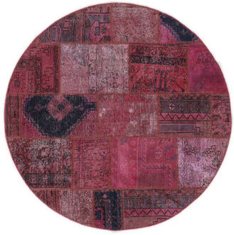 Anudada a mano . Origen: Persia / Iran Alfombra Patchwork - Persien/Iran Ø 150 Redonda Rojo Oscuro/Negro (Lana, Persia/Irán)