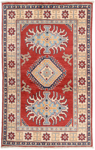 Anudada a mano . Origen: Afghanistan Alfombra Oriental Kazak Fine Alfombra 75X121 Rojo Oscuro/Marrón (Lana, Afganistán)