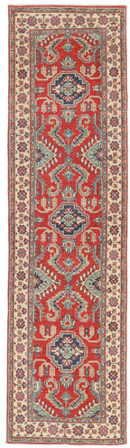 Anudada a mano . Origen: Afghanistan Kazak Fine Alfombra 80X293 Alfombra De Lana Rojo Oscuro/Marrón Pequeño Alfombra