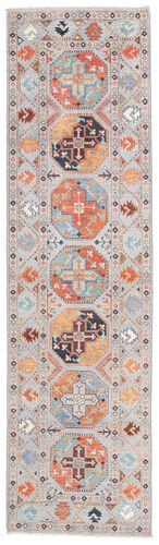 Anudada a mano . Origen: Afghanistan Alfombra Kazak Fine Alfombra 85X306 Alfombra De Pasillo Gris/Marrón (Lana, Afganistán)