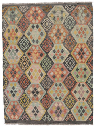 Anudada a mano . Origen: Afghanistan 156X207 Alfombra Kilim Afghan Old Style Alfombra Oriental Marrón/Amarillo Oscuro (Lana, Afganistán)