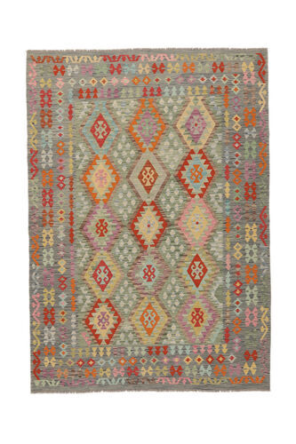 Anudada a mano . Origen: Afghanistan Alfombra Kilim Afghan Old Style Alfombra 209X293 Amarillo Oscuro/Marrón (Lana, Afganistán)