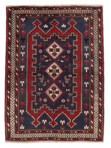 Anudada a mano . Origen: Persia / Iran 112X155 Alfombra Afshar Alfombra Oriental Negro/Rojo Oscuro (Lana, Persia/Irán)