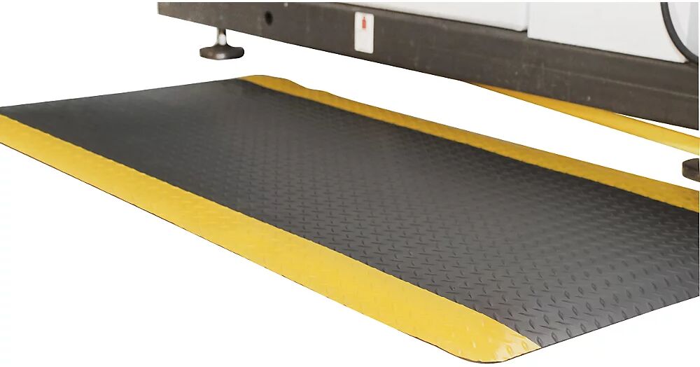 COBA Estera antifatiga DECKPLATE, pieza cortada, negro / amarillo, m lineal x 900 mm, máx. 18,3 m