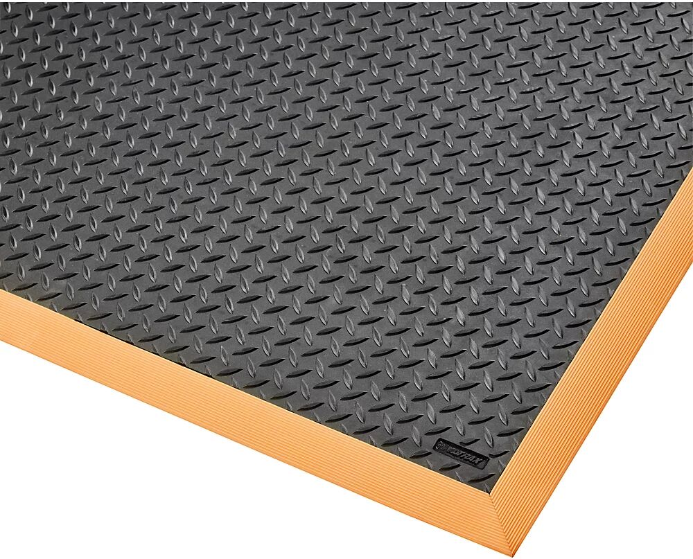 NOTRAX Estera antifatiga Cushion Flex®, L x A 2100 x 910 mm, negro / naranja