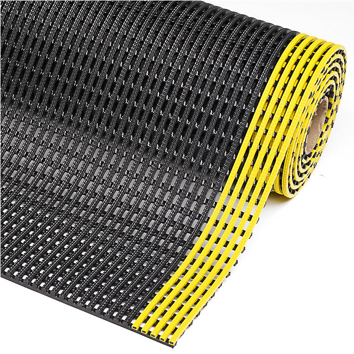 NOTRAX Estera de rejilla Flexdek™, anchura 900 mm por m lin., negro / amarillo