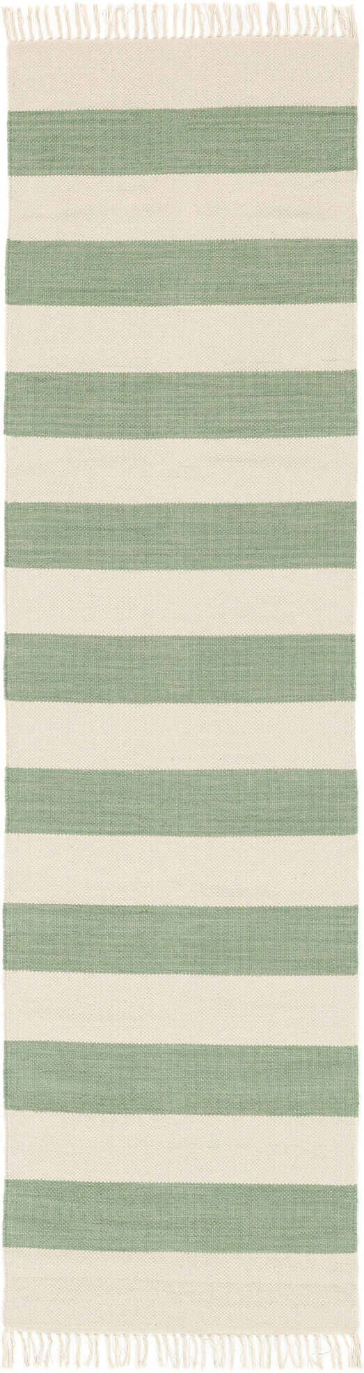 RugVista Cotton stripe Alfombra - Verde menta 80x300