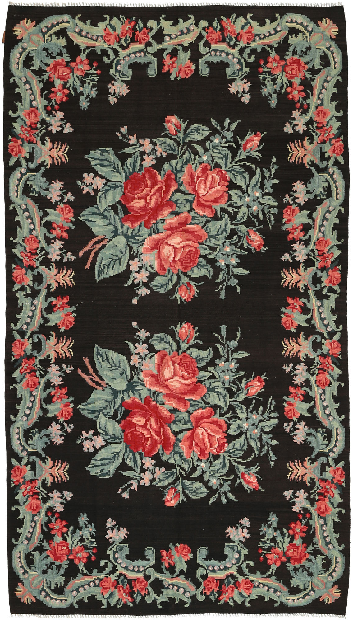 Anudada a mano . Origen: Moldova Kilim Rose Alfombra 186x331