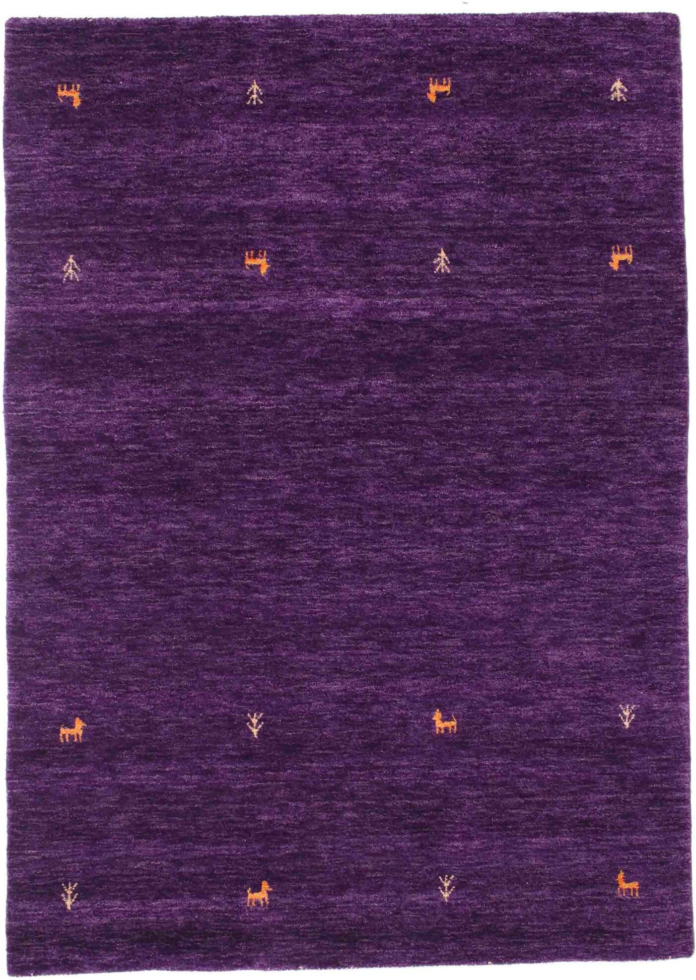 RugVista Gabbeh loom Two Lines Alfombra - Violeta 140x200