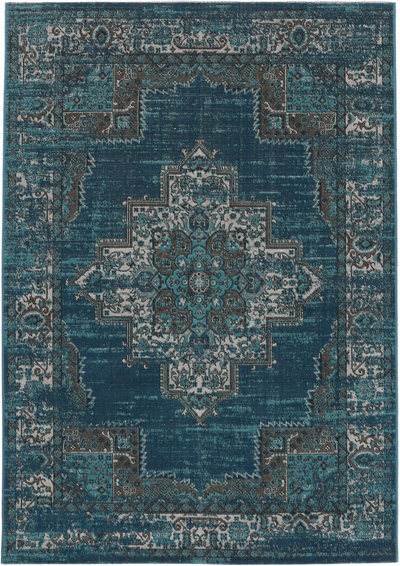 RugVista Vintage Vega Alfombra - Azul Oscuro / Turquesa 140x200