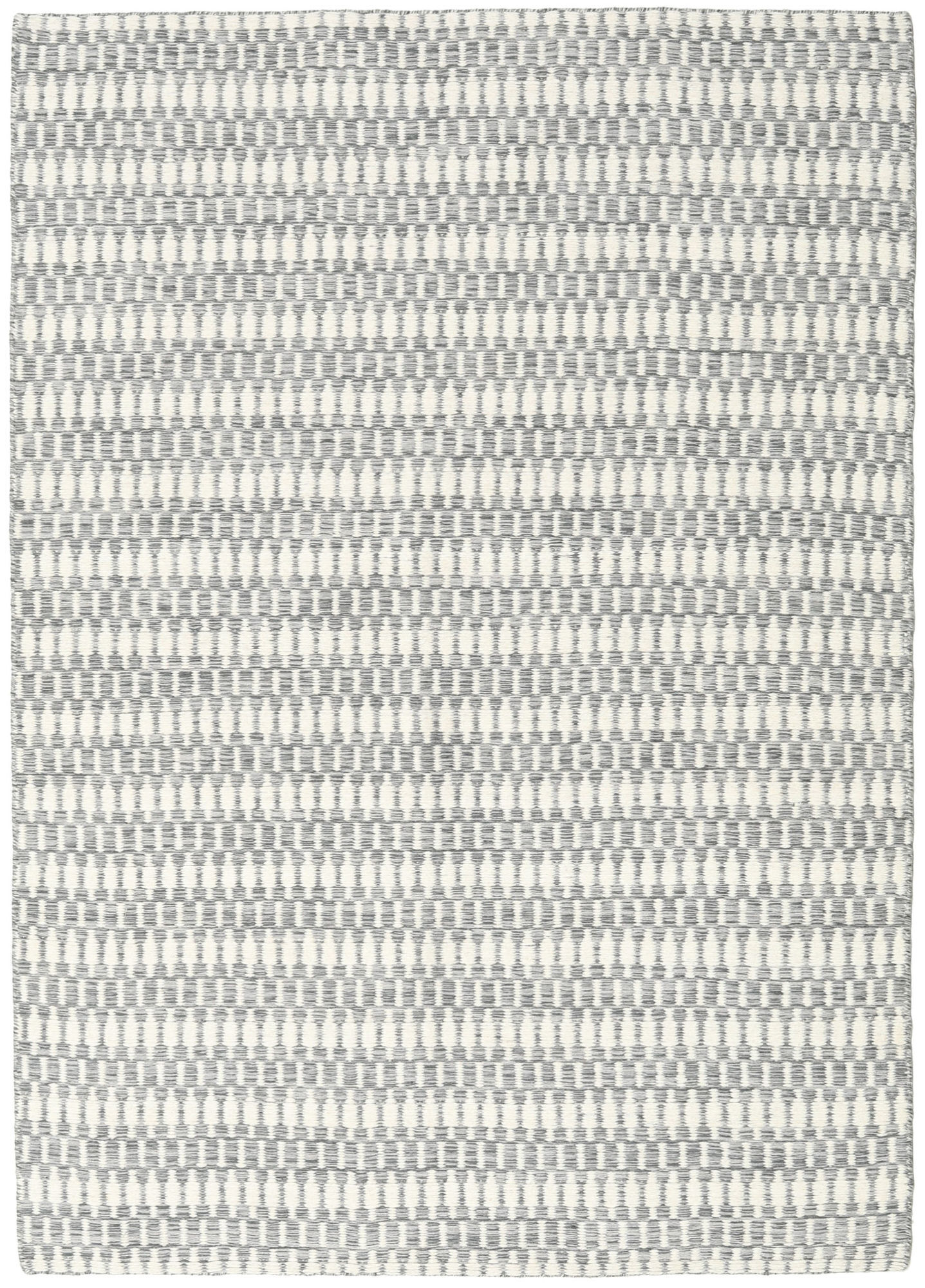 Anudada a mano . Origen: India Kilim Long Stitch Alfombra - Gris 140x200