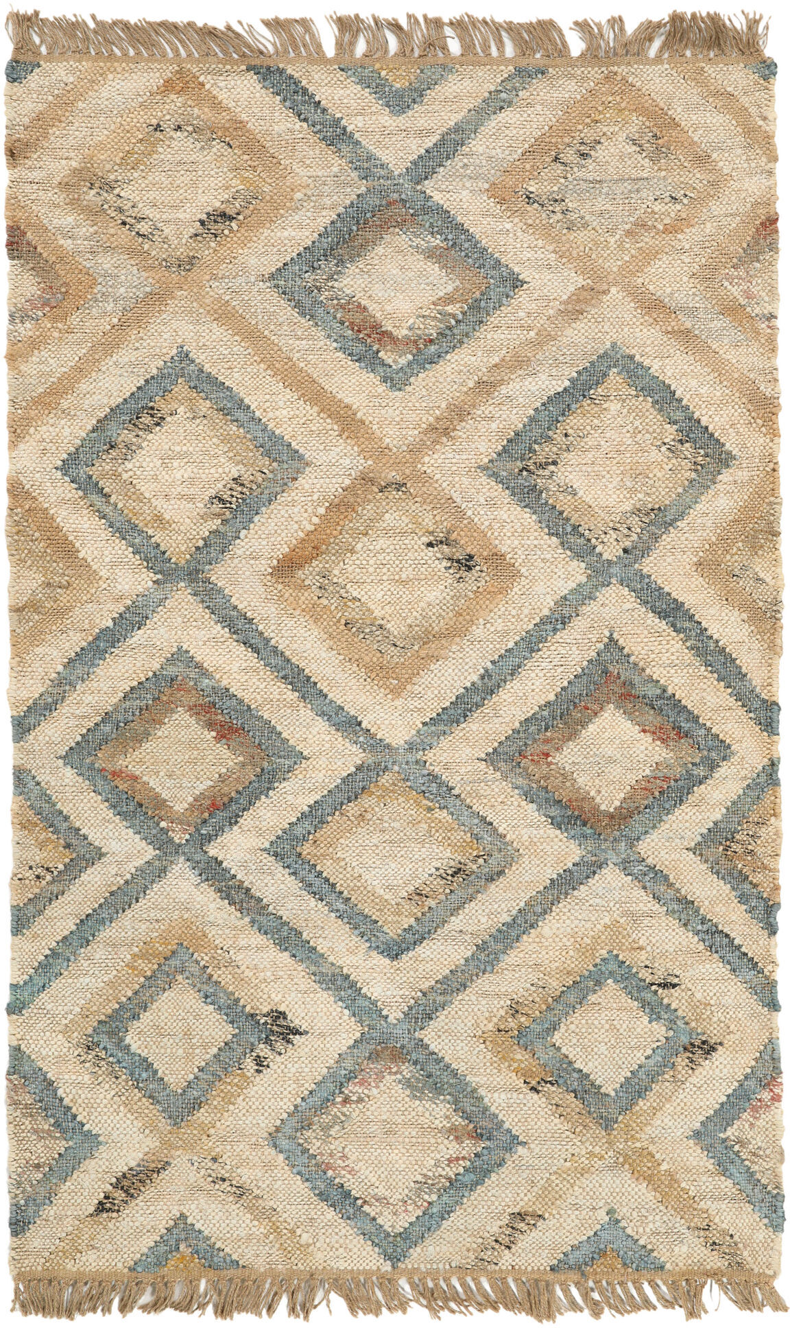 RugVista Patagonia Jute Alfombra - Beige crema / Azul 100x160