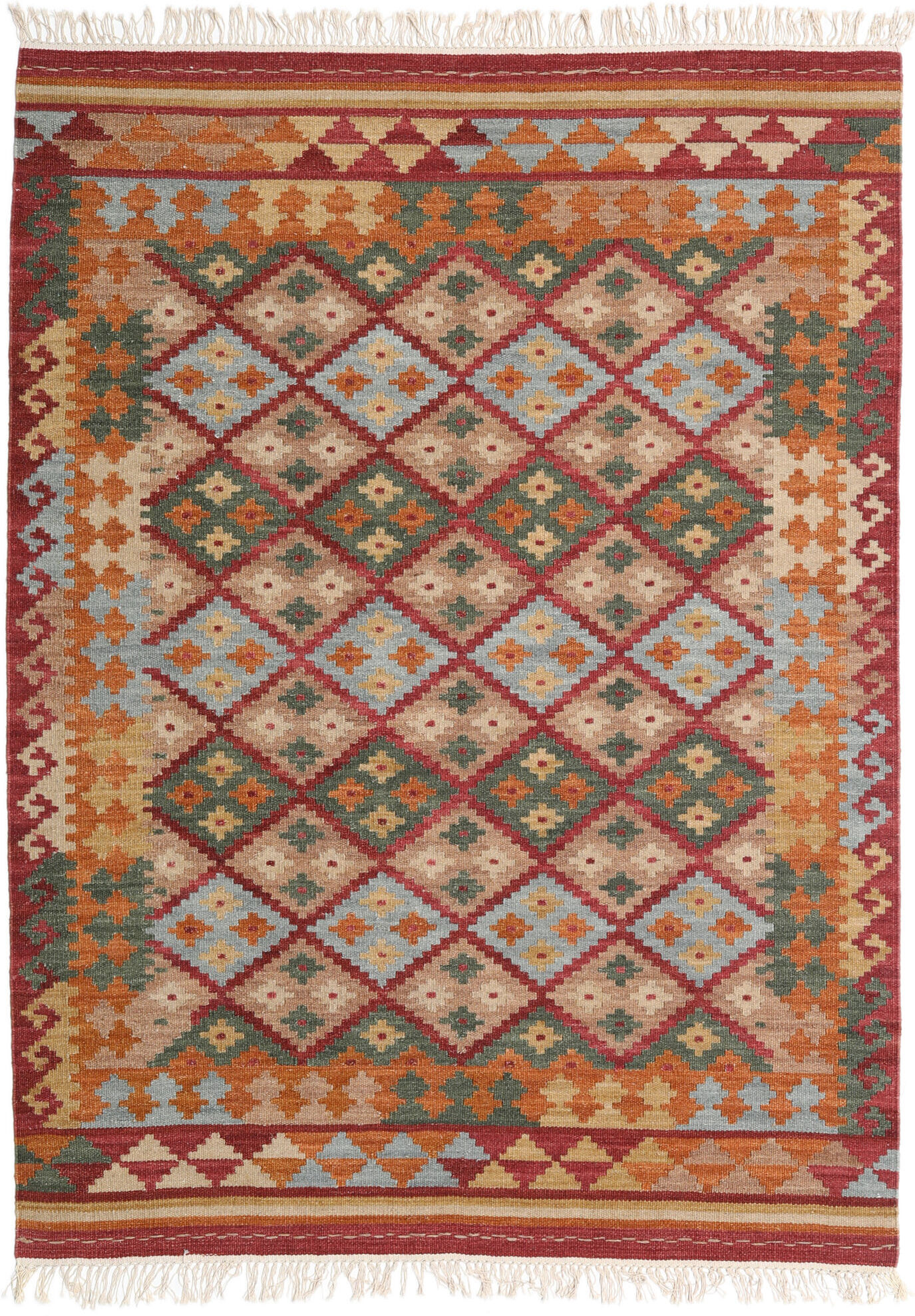 RugVista Kilim Adana Alfombra - Multicolor / Rojo Oscuro 140x200