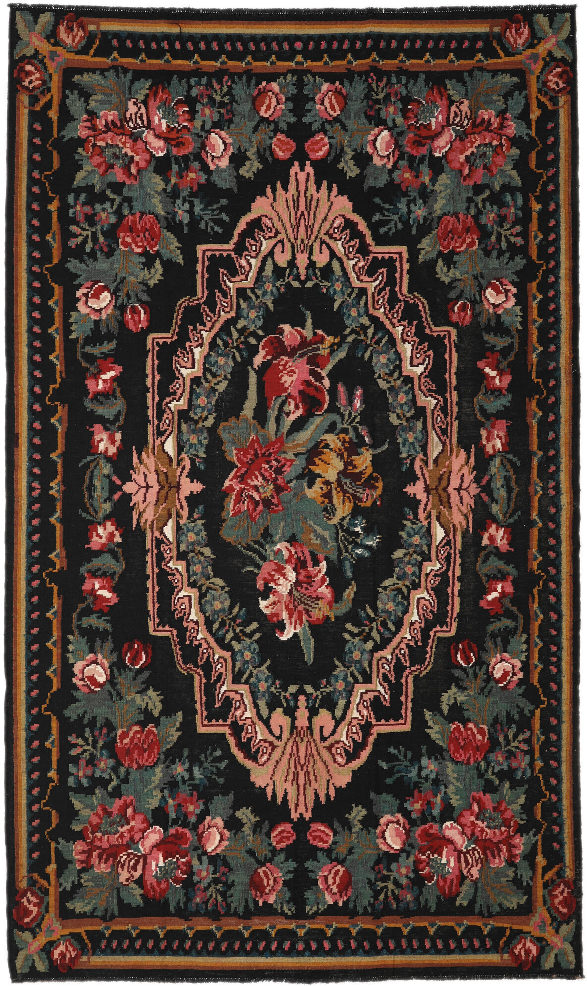 Anudada a mano . Origen: Moldova Kilim Rose Moldavia Alfombra 203x343