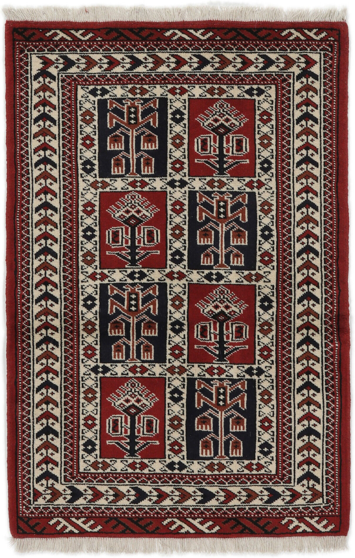 Anudada a mano . Origen: Persia / Iran Turkaman Alfombra 84x122