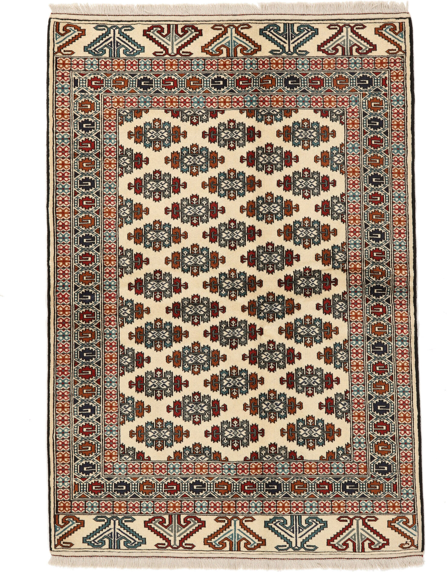 Anudada a mano . Origen: Persia / Iran Turkaman Alfombra 134x195