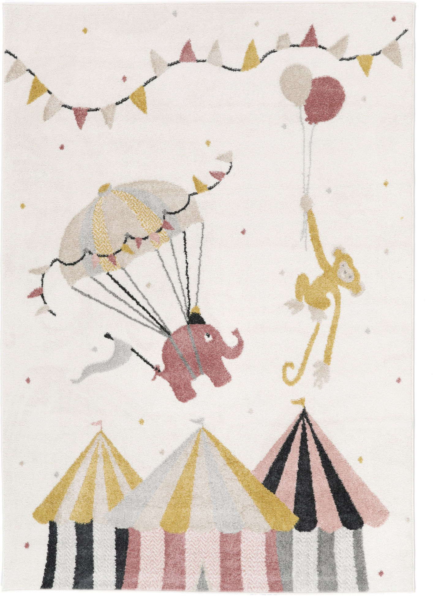 RugVista Monkey Circus Alfombra - Rosa / Blanco crudo 100x160