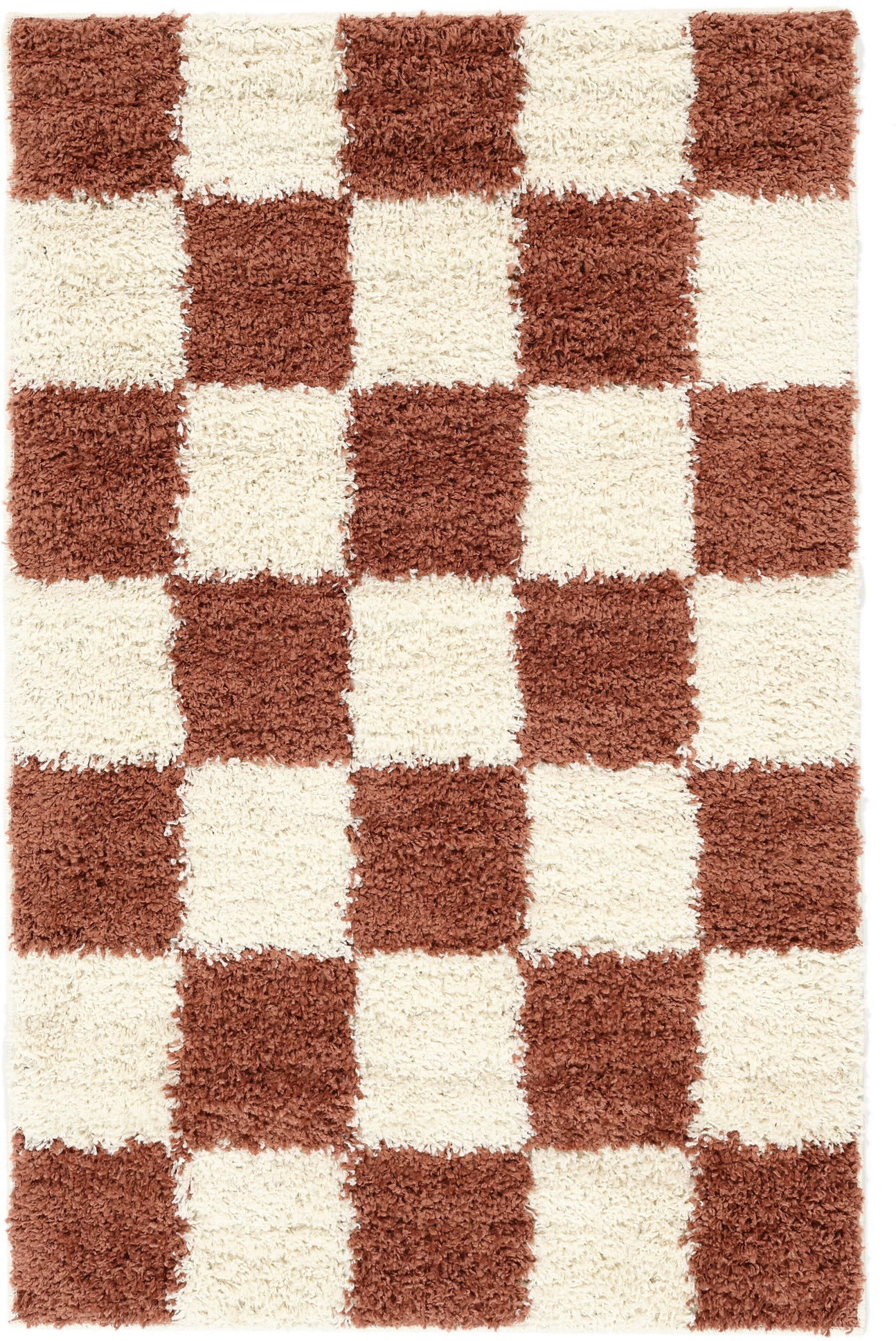 RugVista Chessie Alfombra - Rojo óxido / Blanco crudo 100x160