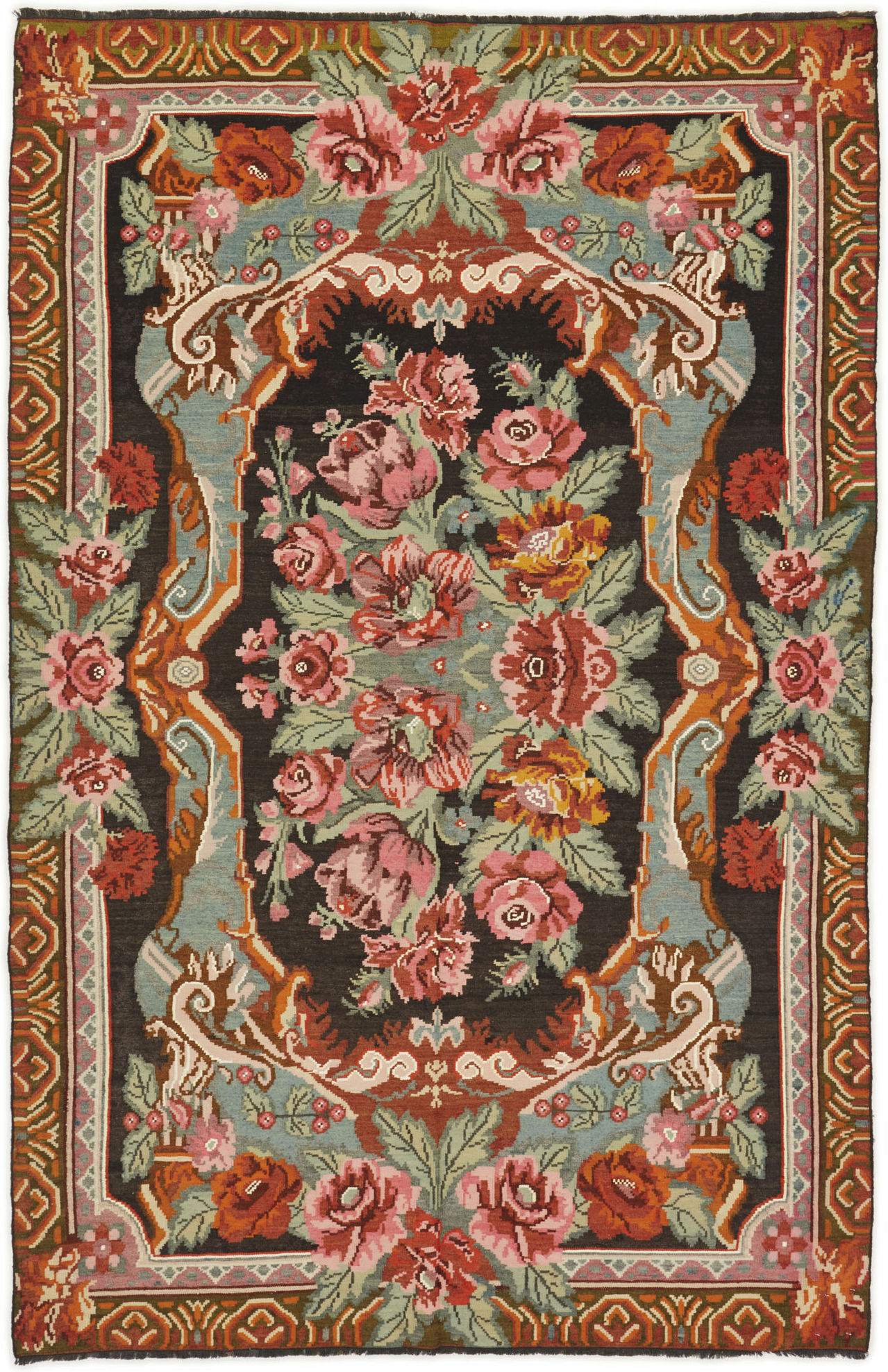 Anudada a mano . Origen: Moldova Rose Kilim Moldavia Alfombra 200x308