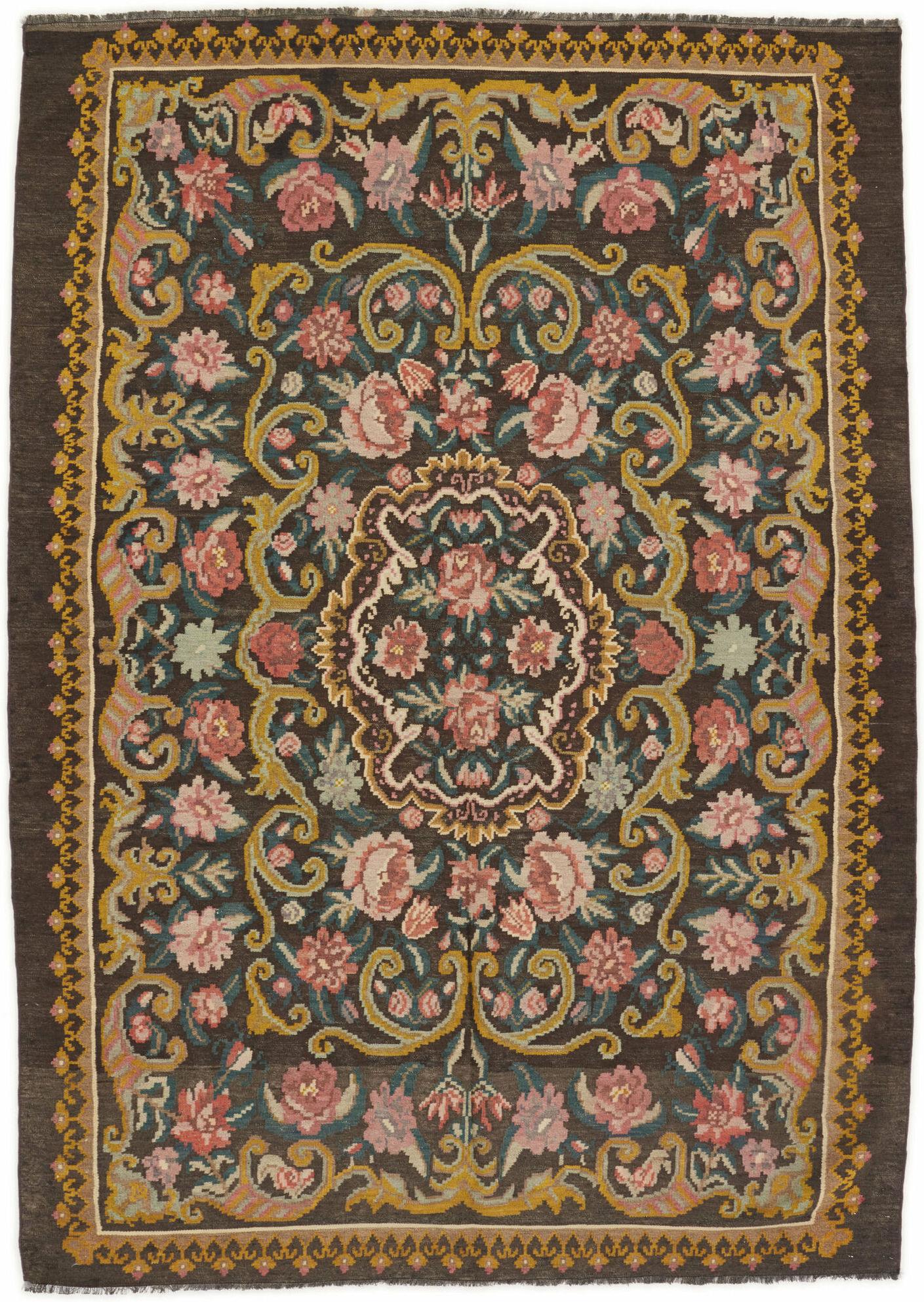 Anudada a mano . Origen: Moldova Rose Kilim Moldavia Alfombra 208x290