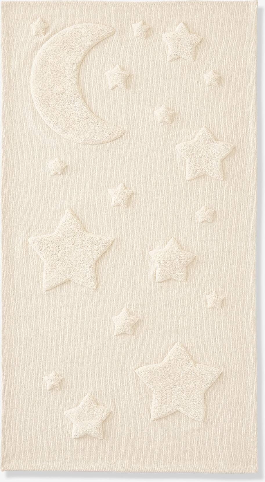 VERTBAUDET Alfombra rectangular con relieve de luna y estrellas Luna beige claro liso con motivos