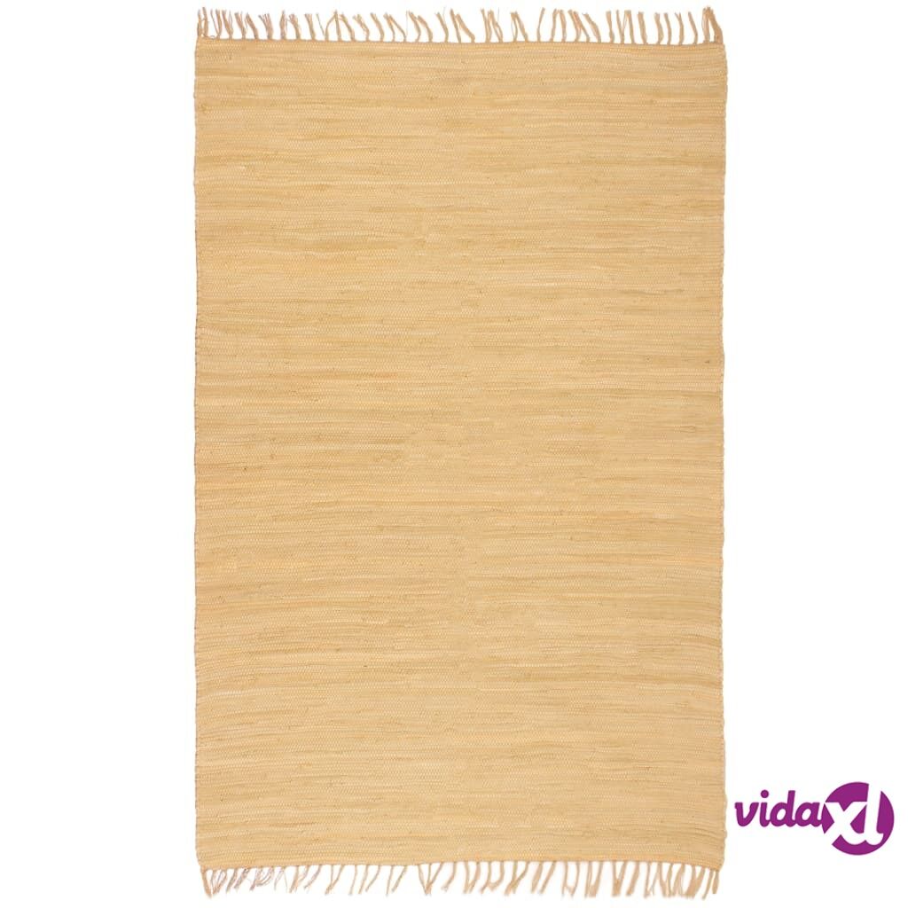 vidaXL Käsin kudottu Chindi-matto puuvilla 120x170 cm beige