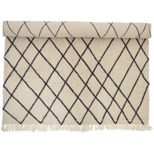 Bloomingville - Tapis en laine 300 x 200 cm, motif de losanges, beige/ noir