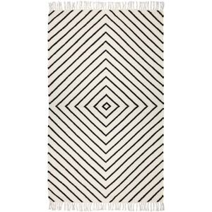 Collection - Kelim Tapis 170 x 240 cm, motif en losange, blanc cassé / noir