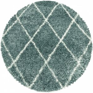 STUDIO DECO Tapis Rond à Poils Longs Design Berbère Motif Losanges (Turquoise et Blanc - 80x80cm) - Publicité