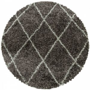 STUDIO DECO Tapis Rond à Poils Longs Design Berbère Motif Losanges (Taupe et Blanc - 80x80cm) - Publicité