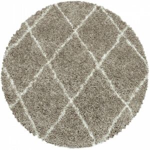 STUDIO DECO Tapis Rond à Poils Longs Design Berbère Motif Losanges (Beige et Blanc - 80x80cm) - Publicité