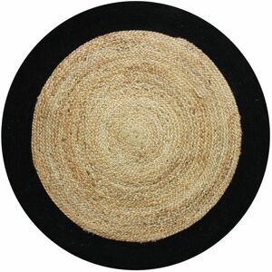 THEDECOFACTORY Funny jute - Tapis rond en jute et coton bande noire diam.90 - Noir - Publicité