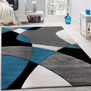 Paco Home Créateur Tapis Moderne Motifs Géométriques Découpe Des Contours En Turquoise Gris Noir 60x110 cm - Publicité