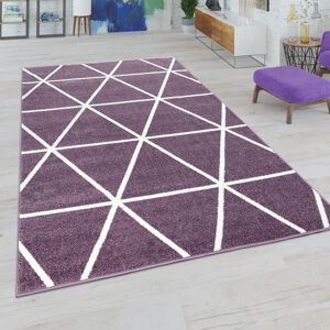 Paco Home Tapis Salon Pastel Moderne Scandinave Losanges 70x250 cm, Pourpre - Publicité